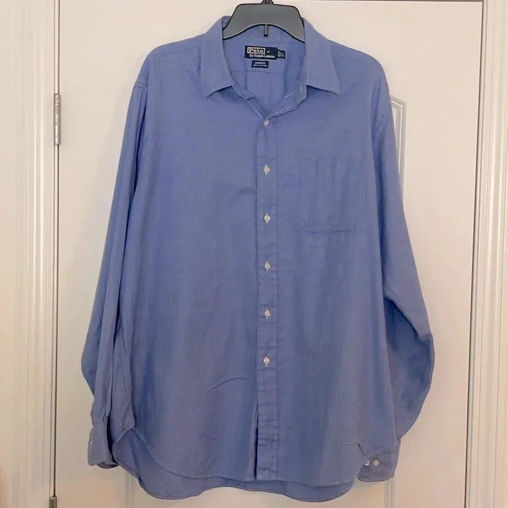 Polo By Ralph Lauren Long Sleeve Button Down Andrew 100% Cotton 17 1/2 36/37 - Picture 1 of 5